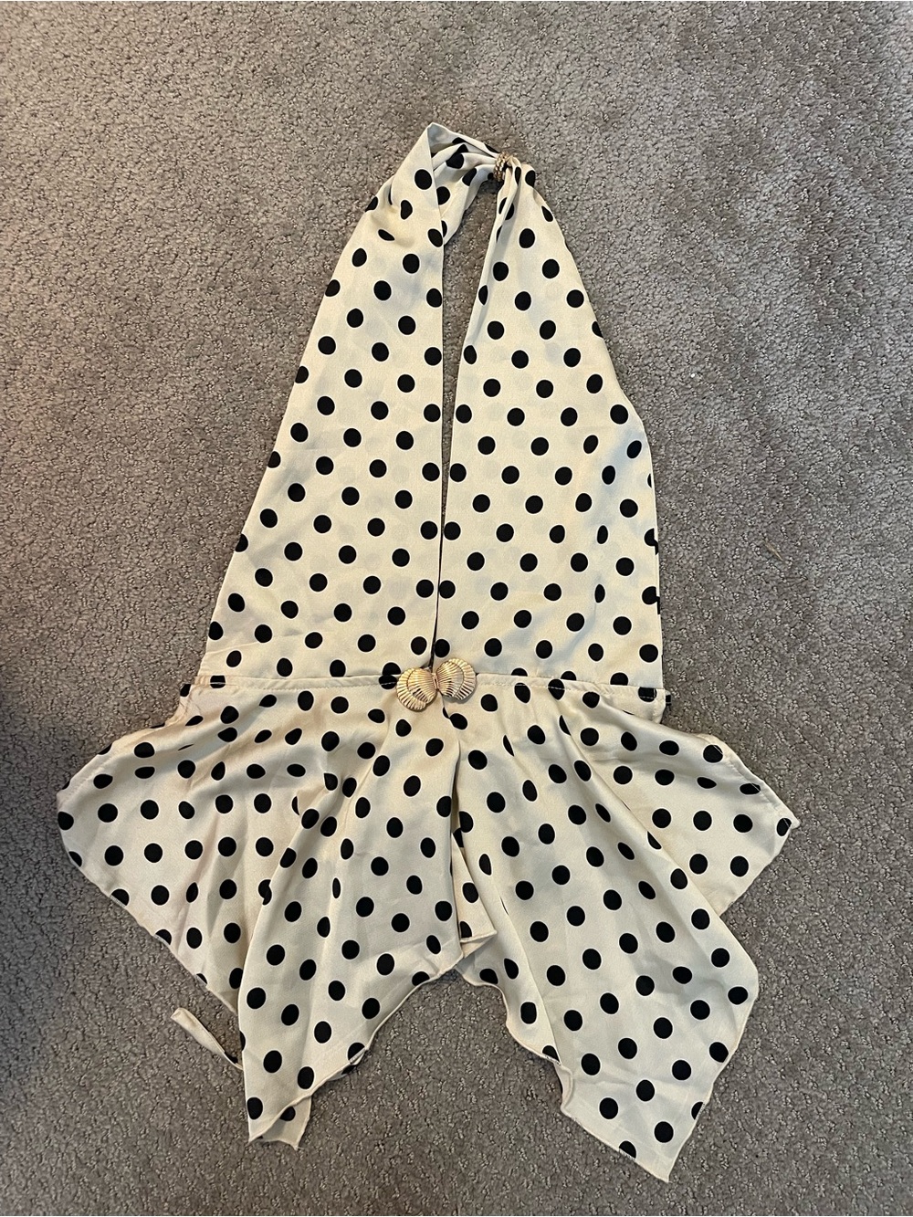 Polka Dot Halter Scarf Top in Cream and Black